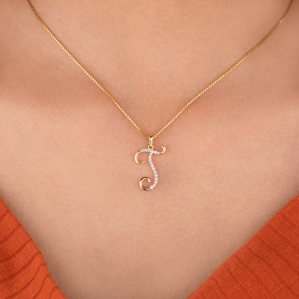 14K Yellow Gold Diamond Pendant - 0.1ct SI-IJ