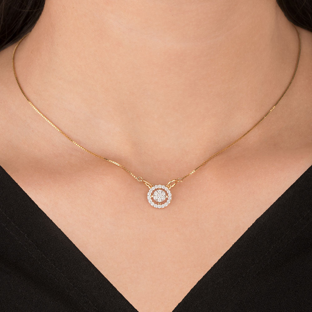 18K Yellow Gold Diamond Pendant - 0.345ct VVS-EF