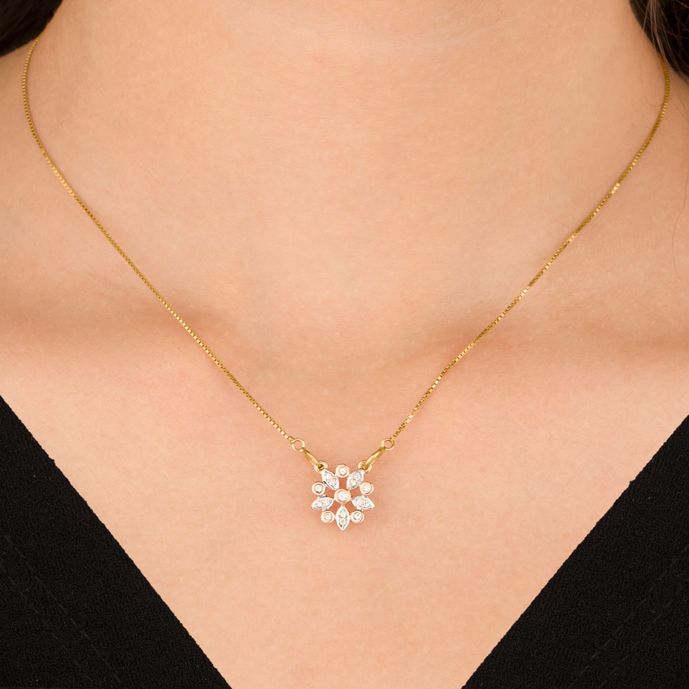 14K Yellow Gold Diamond Pendant - 0.12ct SI-IJ