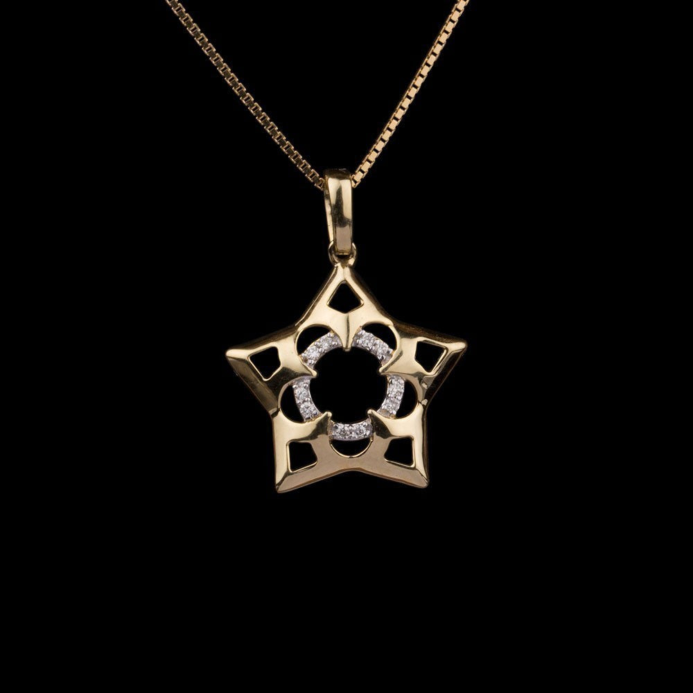 14K Yellow Gold Diamond Pendant - 0.05ct SI-IJ