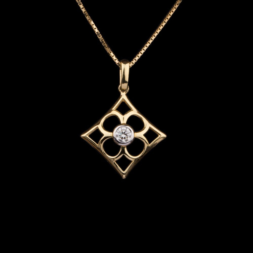 14K Yellow Gold Diamond Pendant - 0.11ct SI-GH