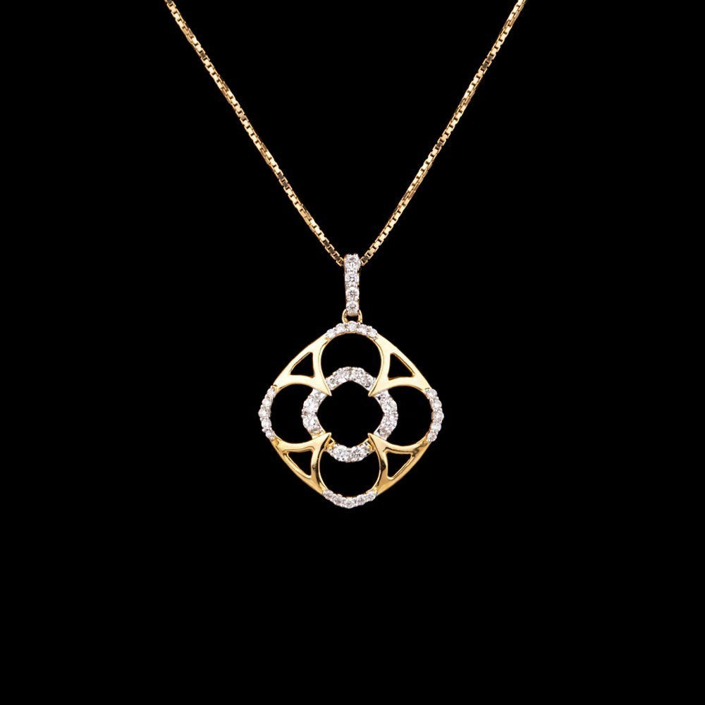 14K Yellow Gold Diamond Pendant - 0.21ct SI-GH