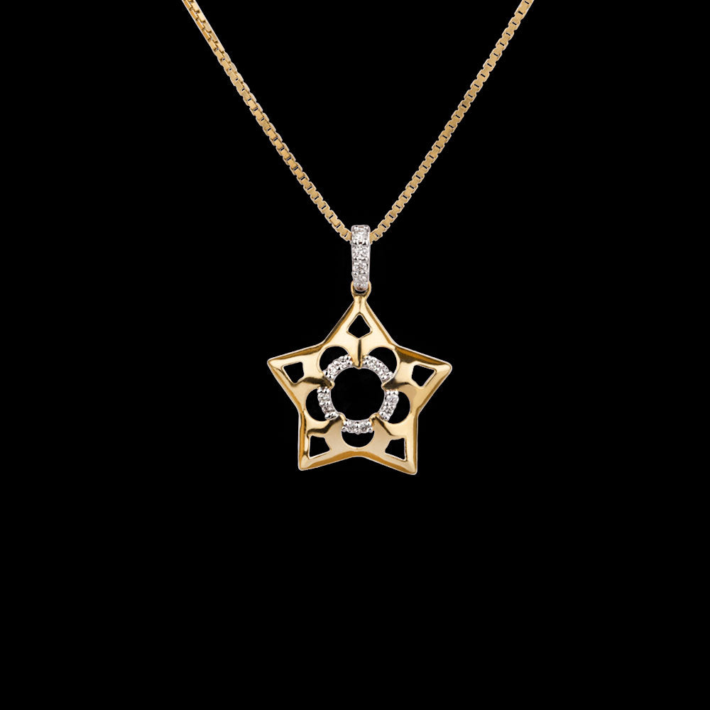 14K Yellow Gold Diamond Pendant - 0.09ct VS-GH