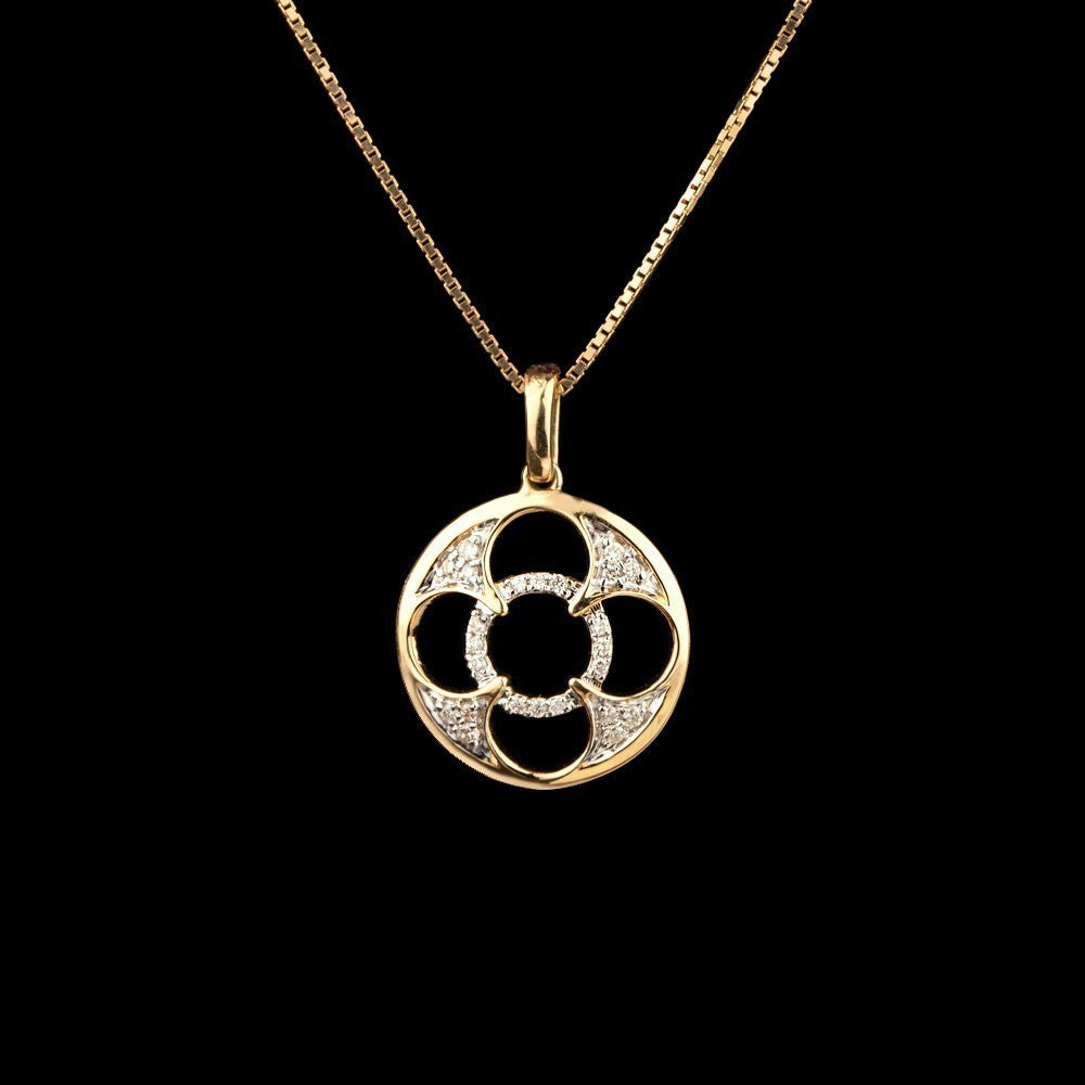 14K Yellow Gold Diamond Pendant - 0.11ct SI-GH
