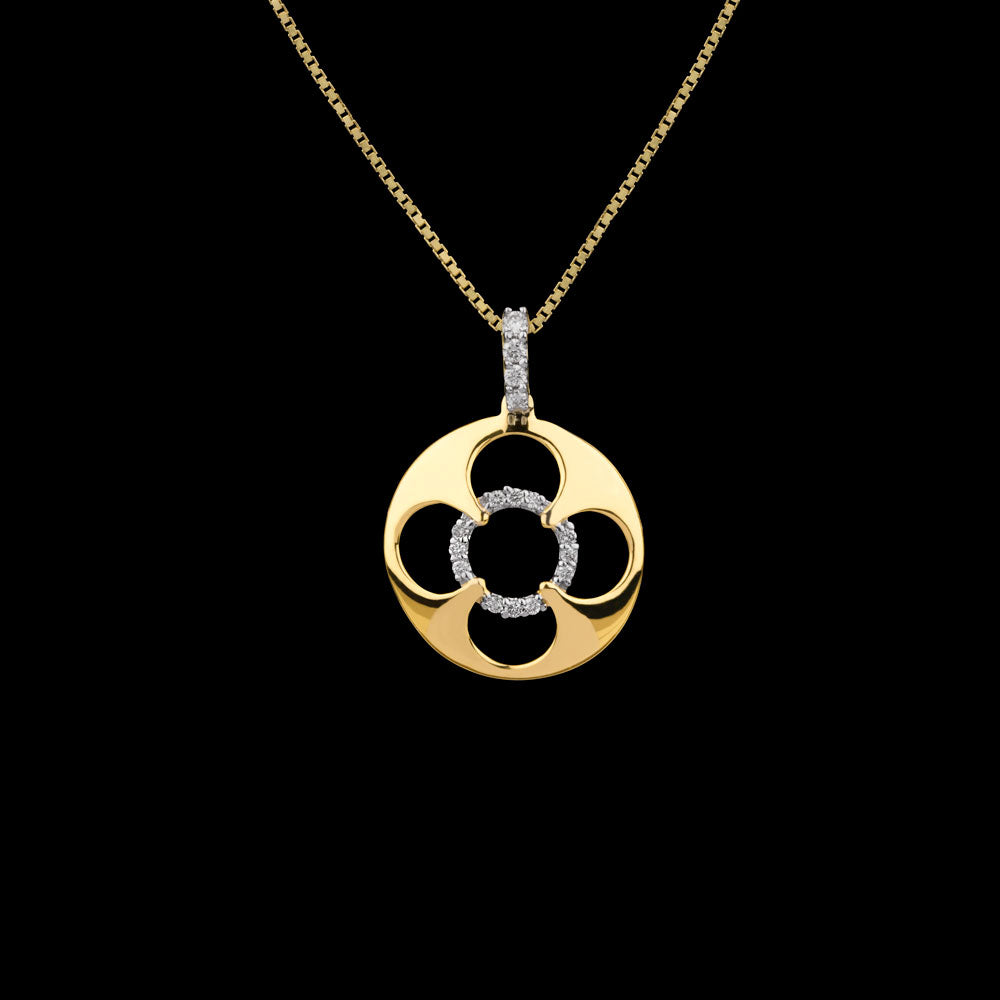 14K Yellow Gold Diamond Pendant - 0.08ct SI-IJ