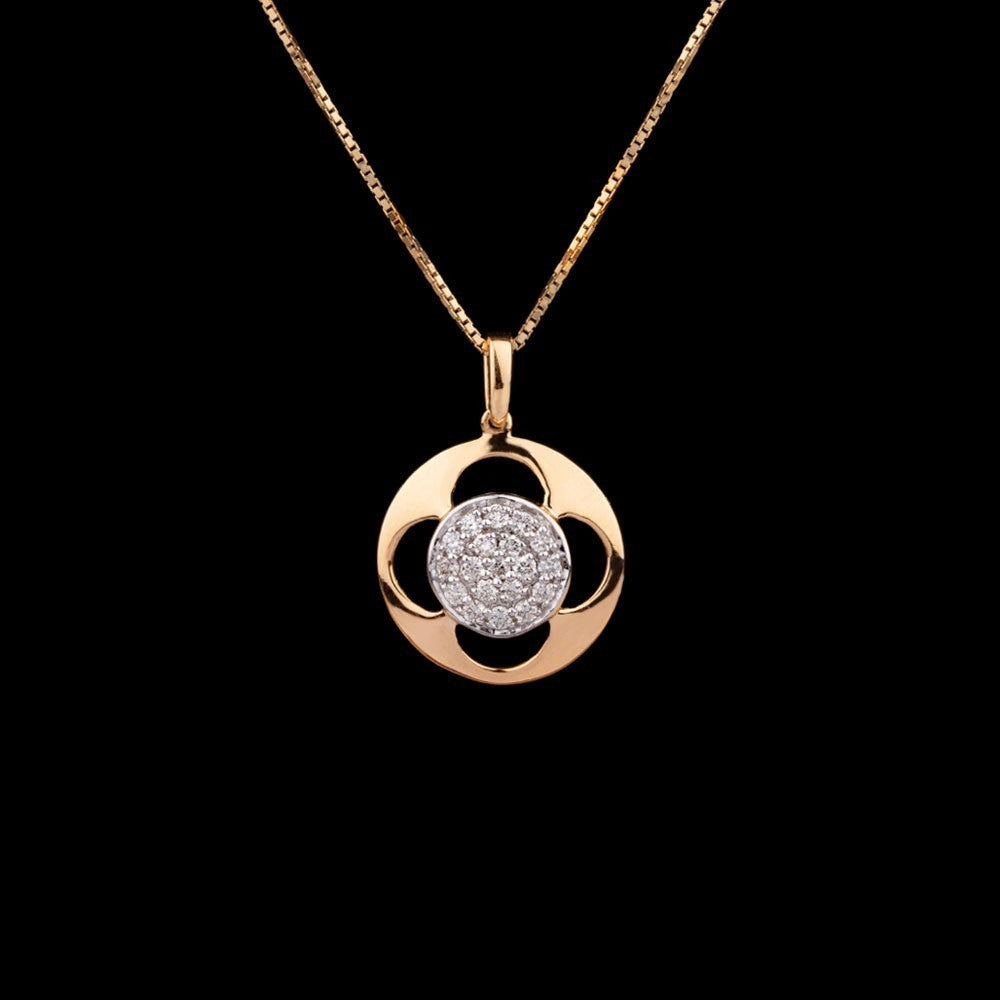 14K Yellow Gold Diamond Pendant - 0.21ct SI-GH