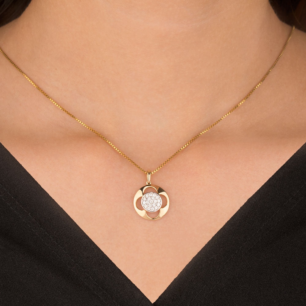 14K Yellow Gold Diamond Pendant - 0.21ct SI-GH