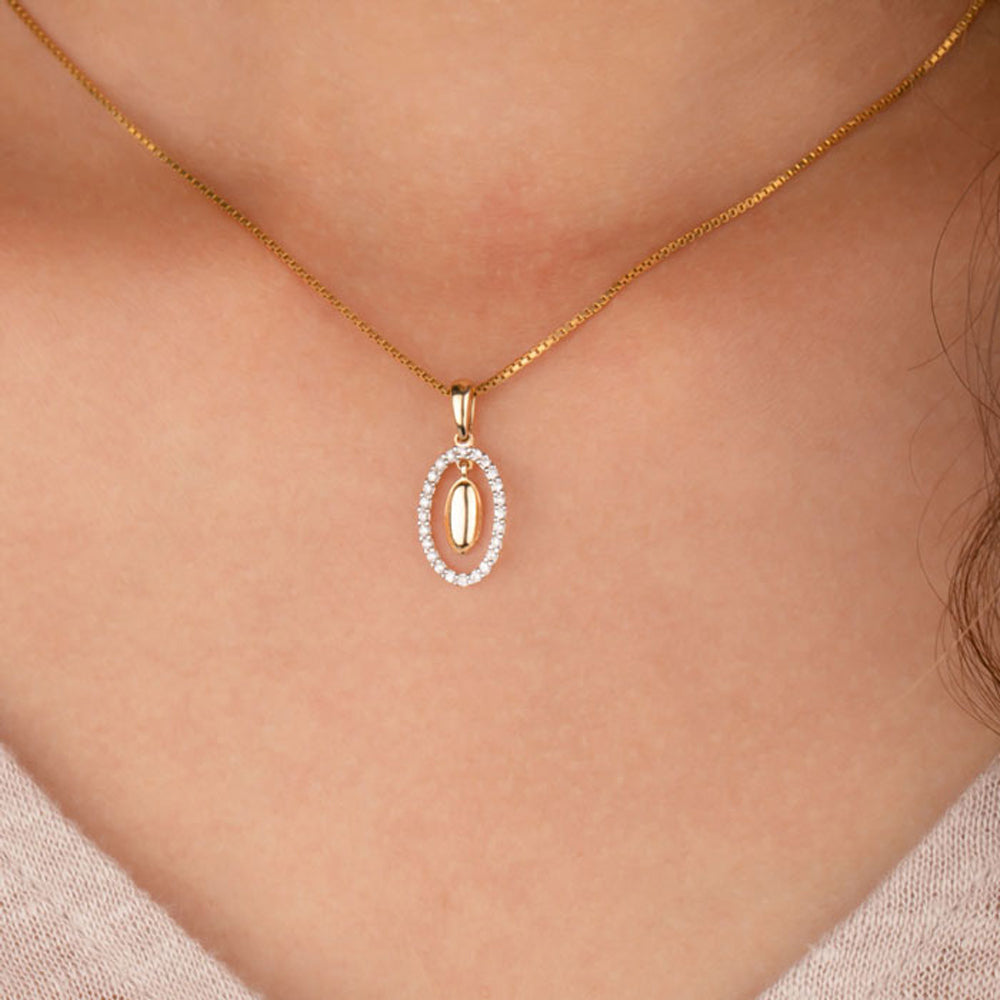 14K Yellow Gold Diamond Pendant - 0.12ct SI-GH