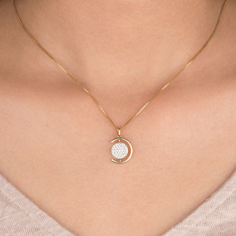14K Yellow Gold Diamond Pendant - 0.37ct SI-GH