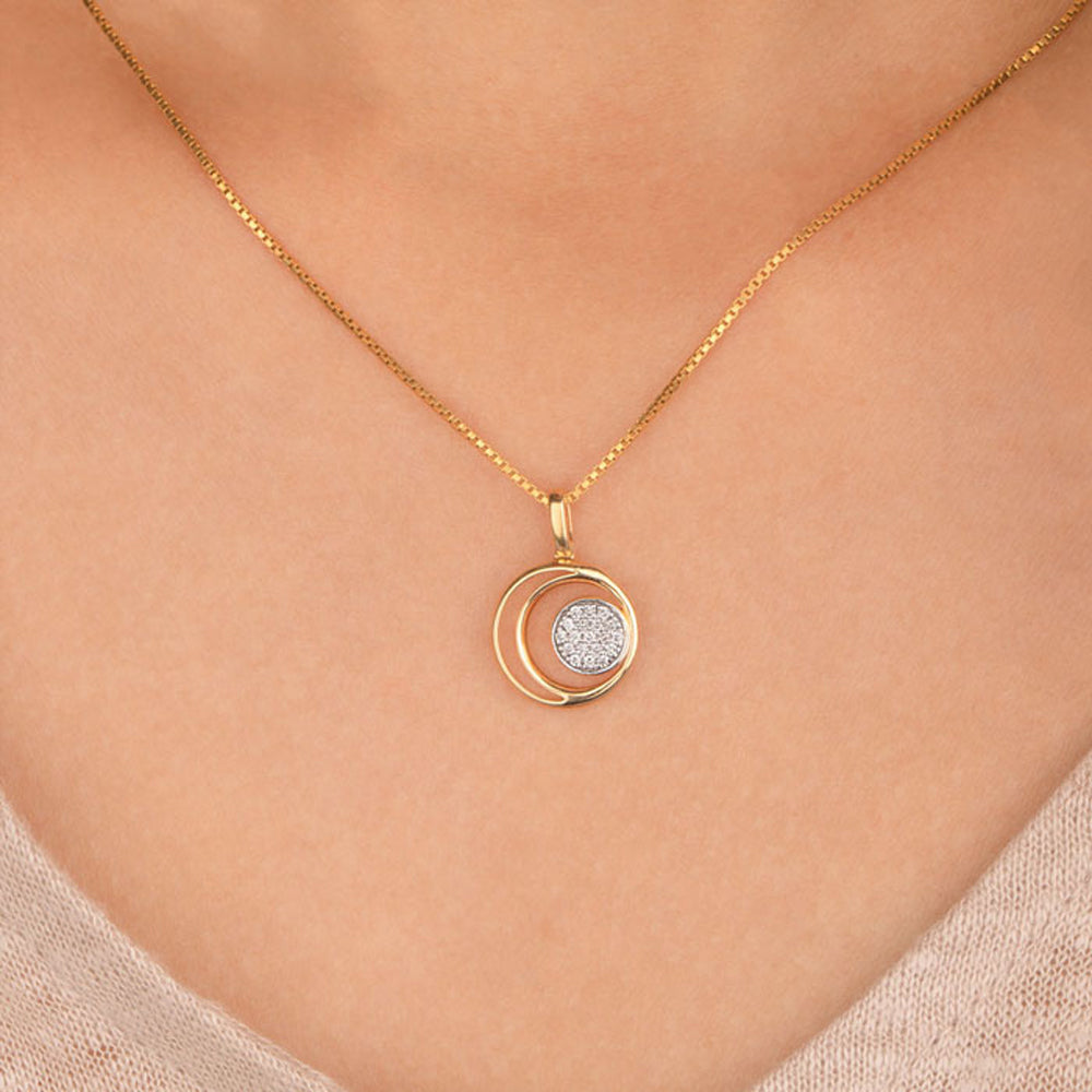 14K Yellow Gold Diamond Pendant - 0.1ct SI-GH