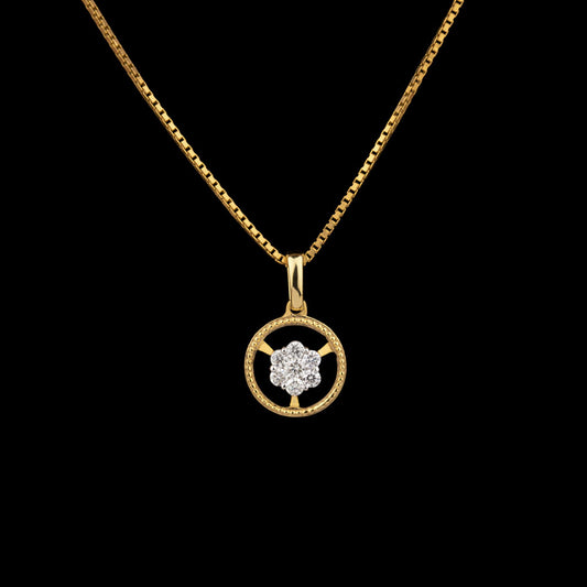 14K Yellow Gold Diamond Pendant - 0.16ct SI-GH
