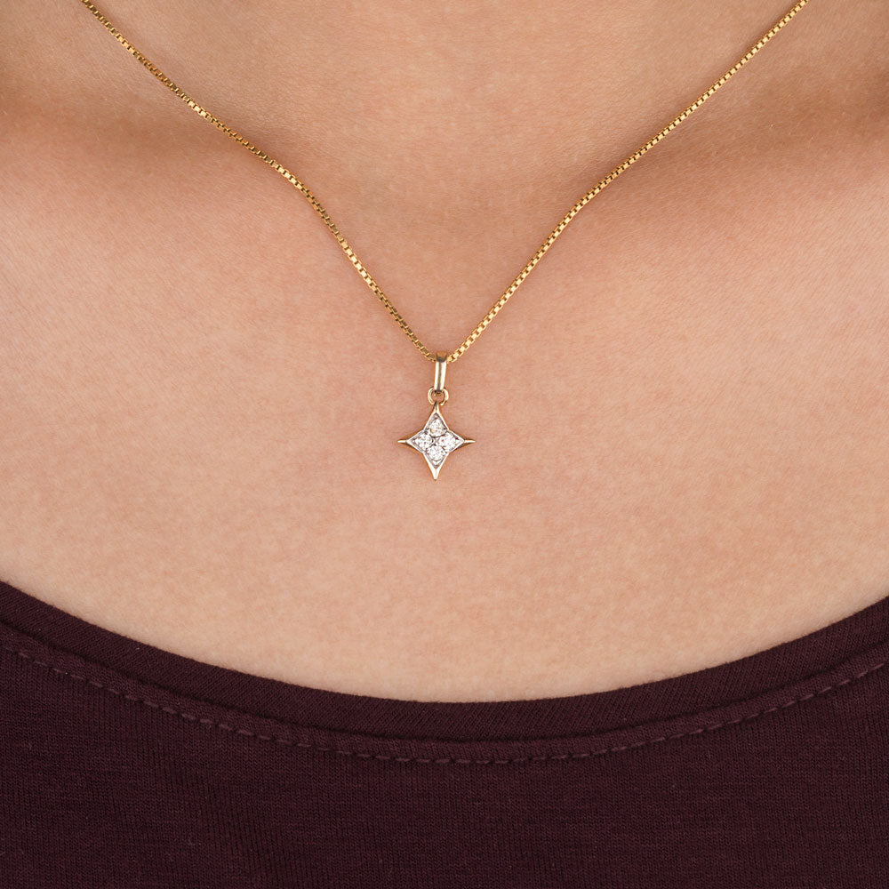 14K Yellow Gold Diamond Pendant - 0.08ct SI-GH