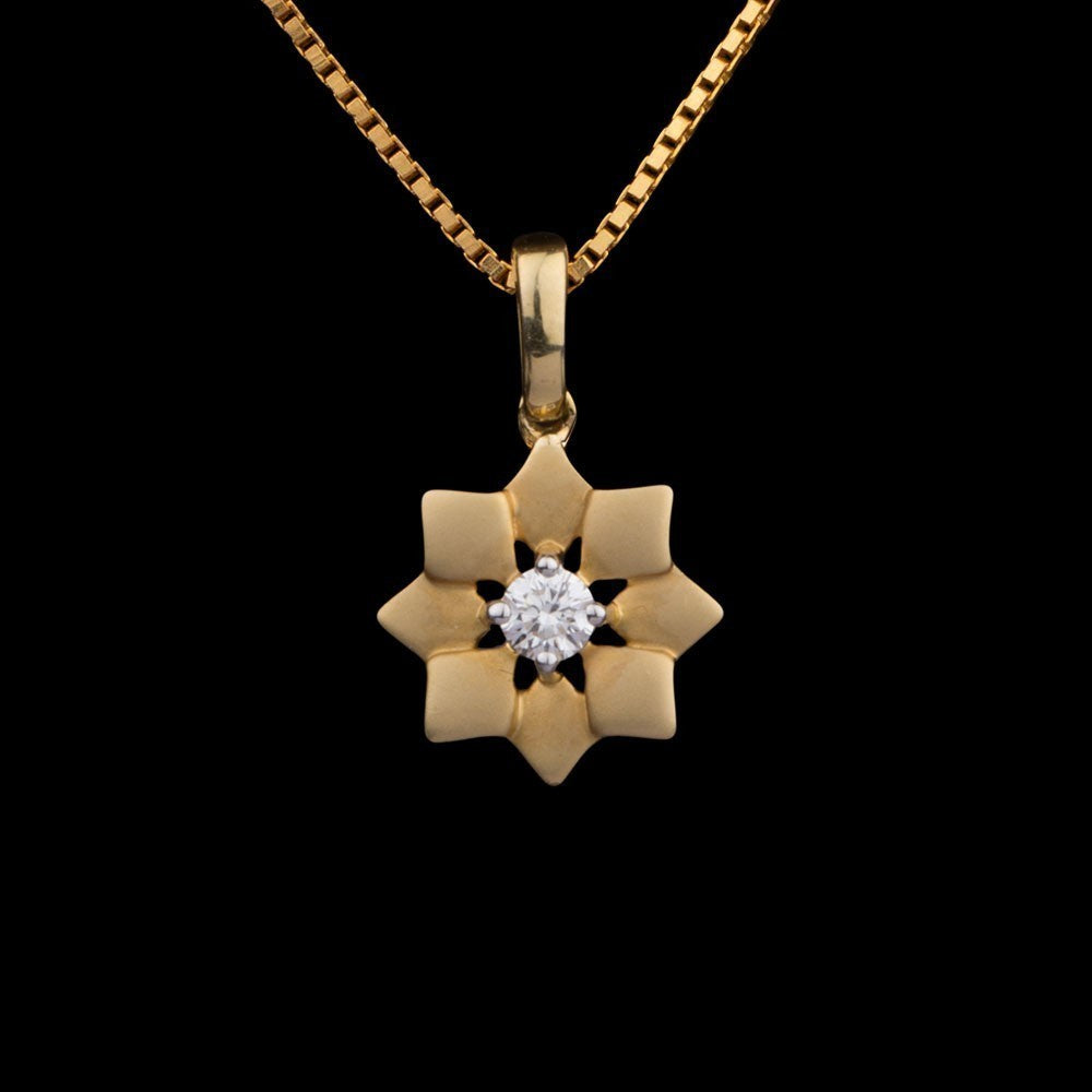 14K Yellow Gold Diamond Pendant - 0.1ct VS-GH