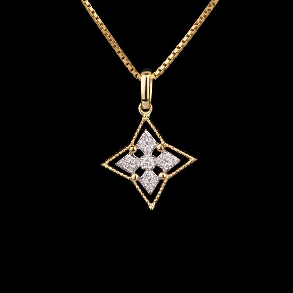 14K Yellow Gold Diamond Pendant - 0.12ct SI-GH