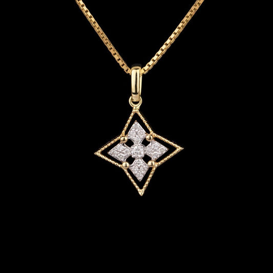 14K Yellow Gold Diamond Pendant - 0.12ct SI-GH