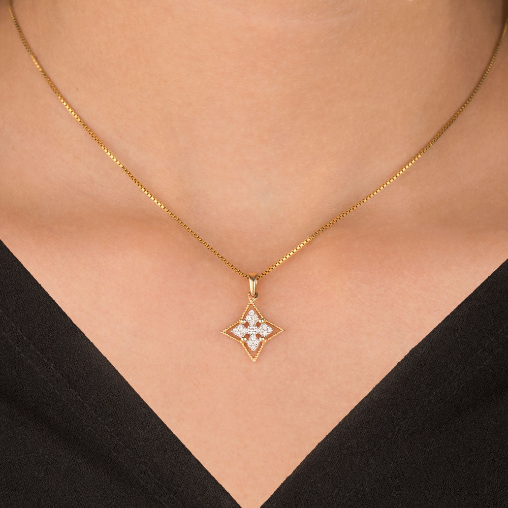 14K Yellow Gold Diamond Pendant - 0.12ct SI-GH