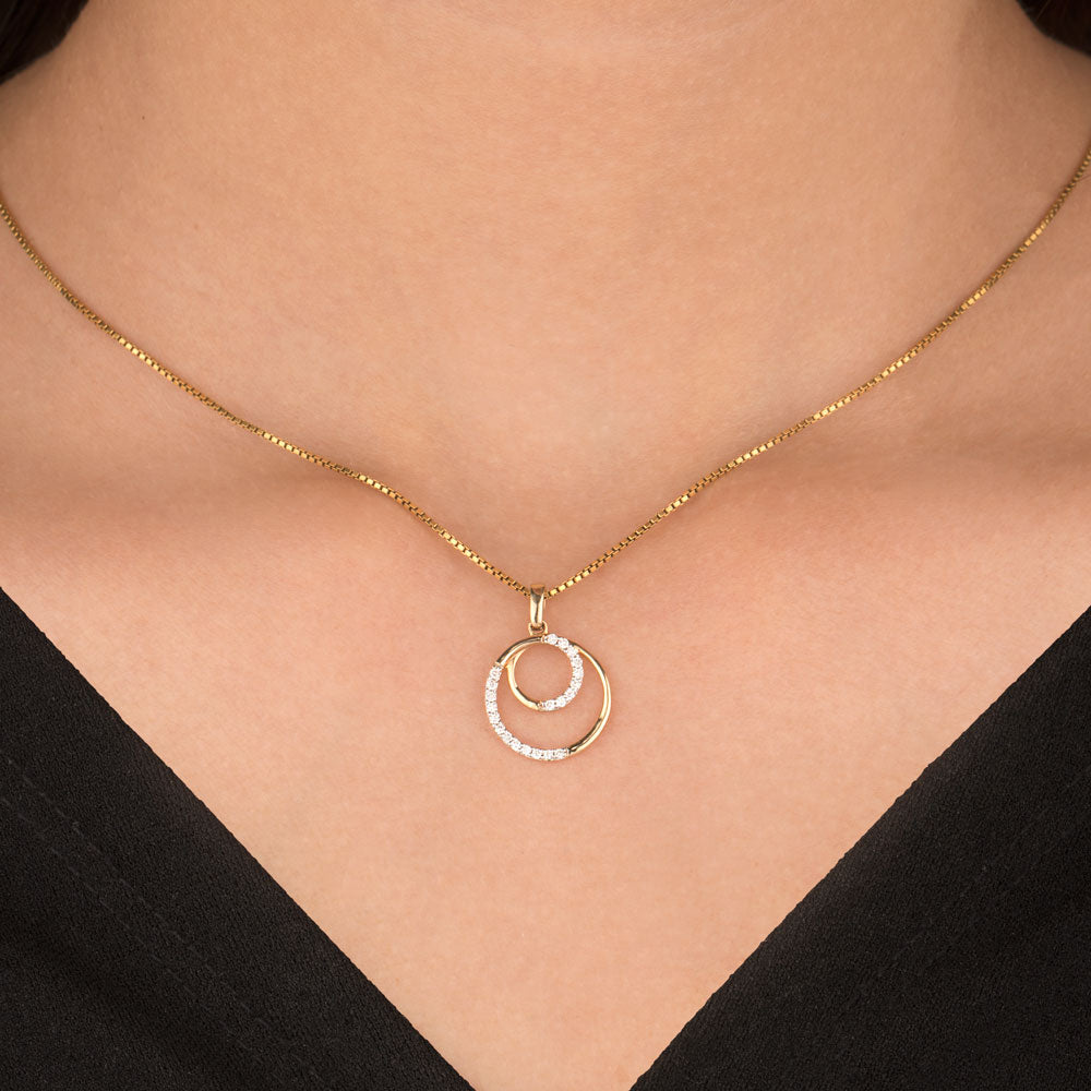 14K Yellow Gold Diamond Pendant - 0.13ct SI-IJ