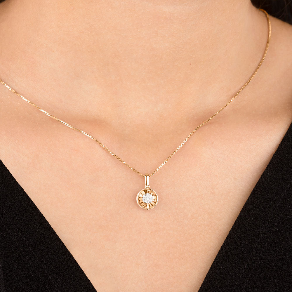 14K Yellow Gold Diamond Pendant - 0.11ct SI-IJ