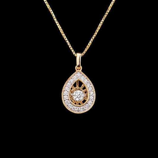 14K Yellow Gold Diamond Pendant - 0.3ct SI-GH