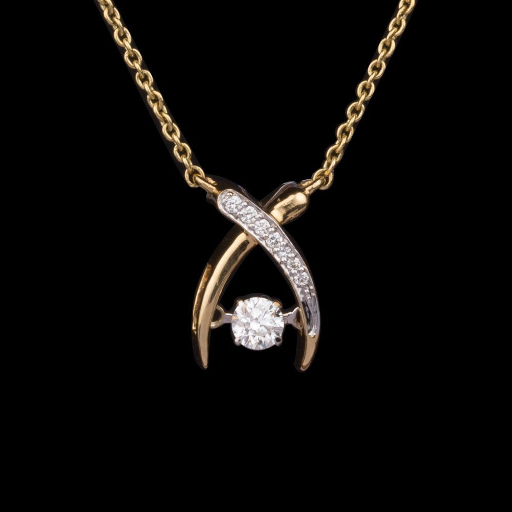 18K Yellow Gold Diamond Pendant - 0.19ct VS-GH