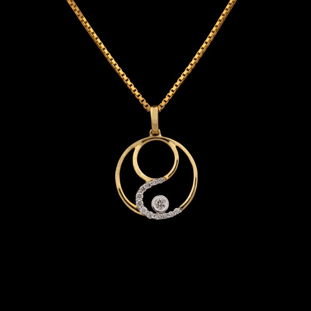 14K Yellow Gold Diamond Pendant - 0.17ct SI-IJ