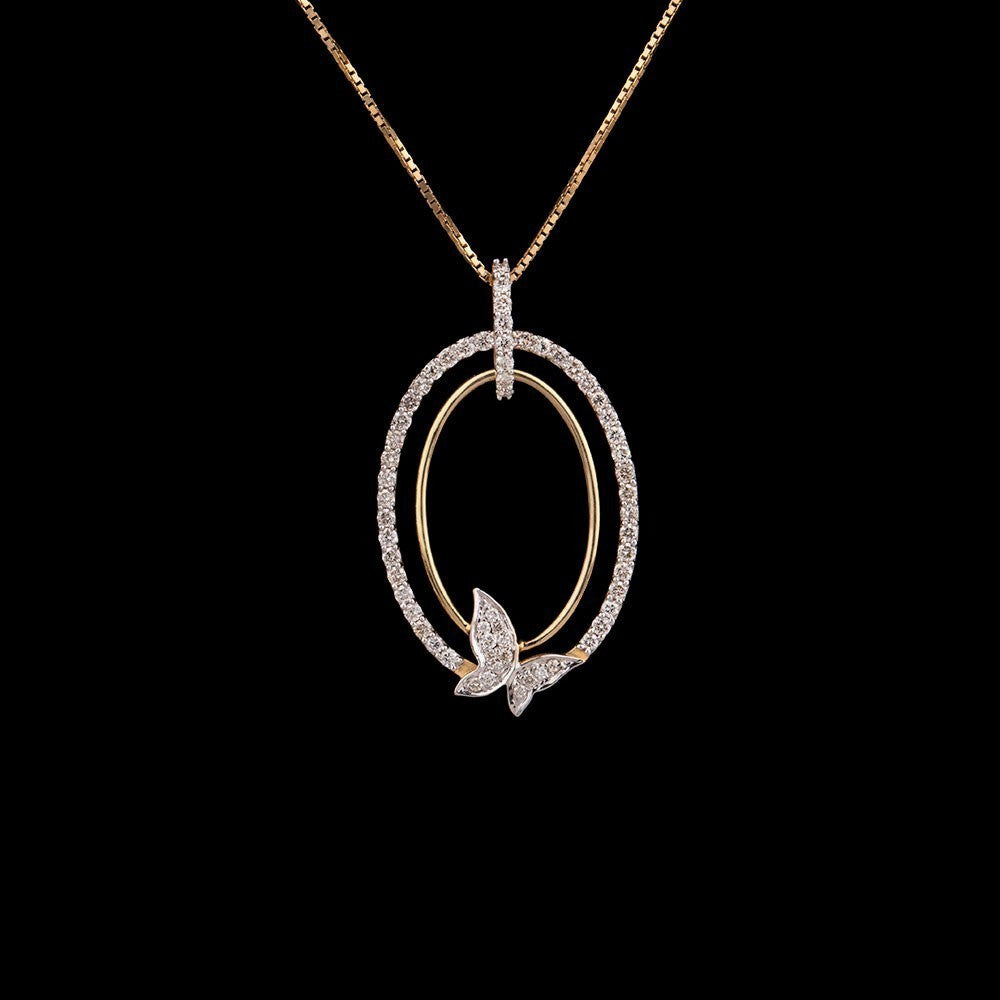 14K Yellow Gold Diamond Pendant - 0.49ct SI-IJ