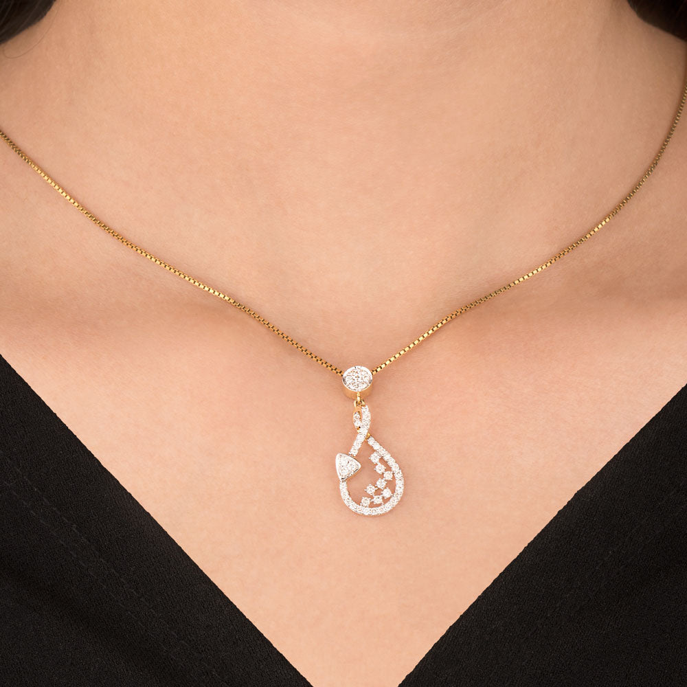 14K Yellow Gold Diamond Pendant - 0.46ct SI-IJ