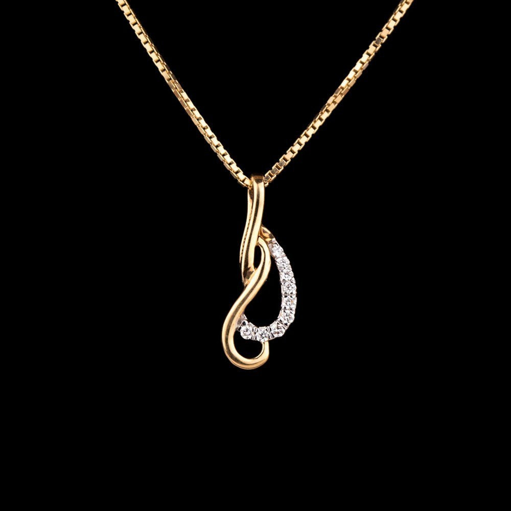 18K Yellow Gold Diamond Pendant - 0.03ct VVS-VS-EF