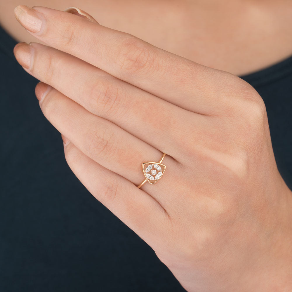 18K Rose Gold Diamond Ring - 0.1ct VS-SI-HI