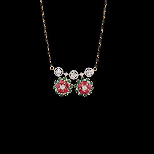 18K Yellow Gold Diamond Tanmaniya - 1.552ct VVS-VS-IJ with Colour Stones