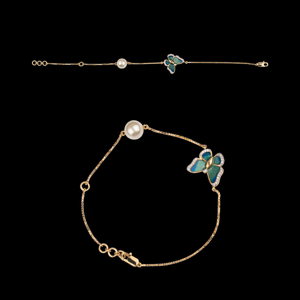 18K Yellow Gold Diamond Bracelet - 0.11ct VVS-VS-GH with Colour Stones