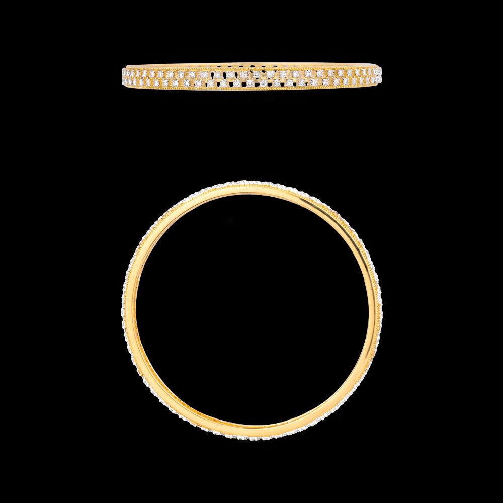 18K Yellow Gold Diamond Bangle - 2.25ct VVS-VS-GHI