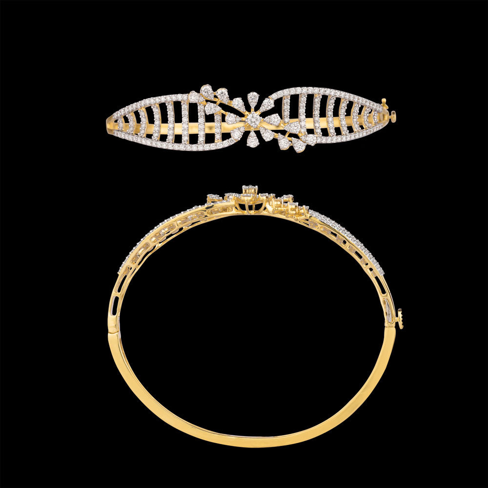 18K Yellow Gold Diamond Kada - 1.82ct VVS-VS-GH