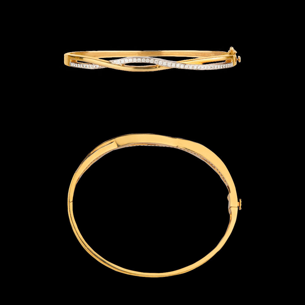 14K Yellow Gold Diamond Kada - 0.38ct SI-GH