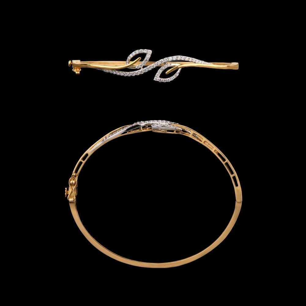 18K Yellow Gold Diamond Kada - 0.5ct VS-GH