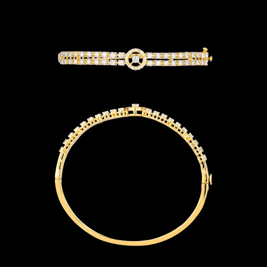 14K Yellow Gold Diamond Kada - 1.27ct VVS-VS-GH