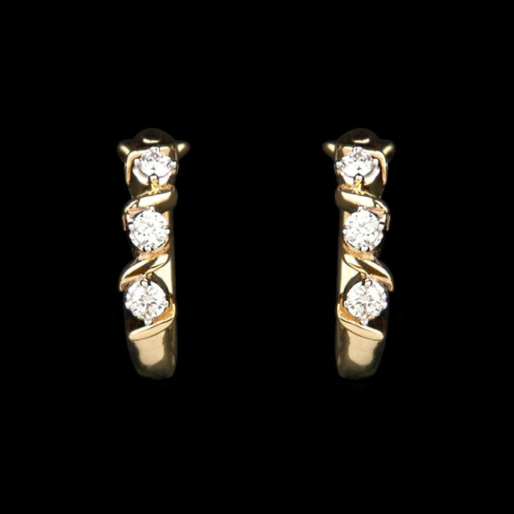 14K Yellow Gold Diamond Earrings - 0.13ct SI-IJ