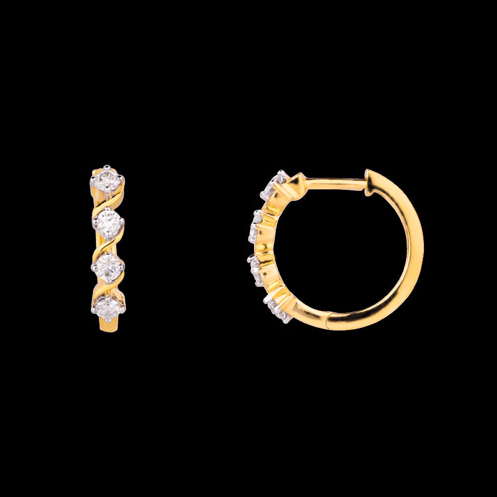 18K Yellow Gold Diamond Earrings - 0.408ct VS-HI