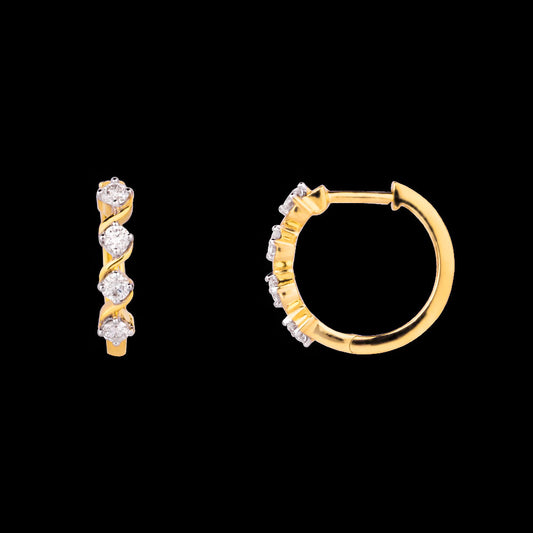 18K Yellow Gold Diamond Earrings - 0.408ct VS-HI