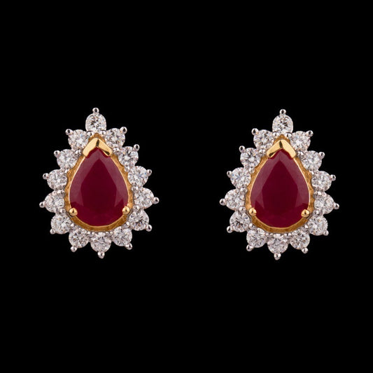 14K Yellow Gold Diamond Earrings - 0.56ct VS-GH with Colour Stones
