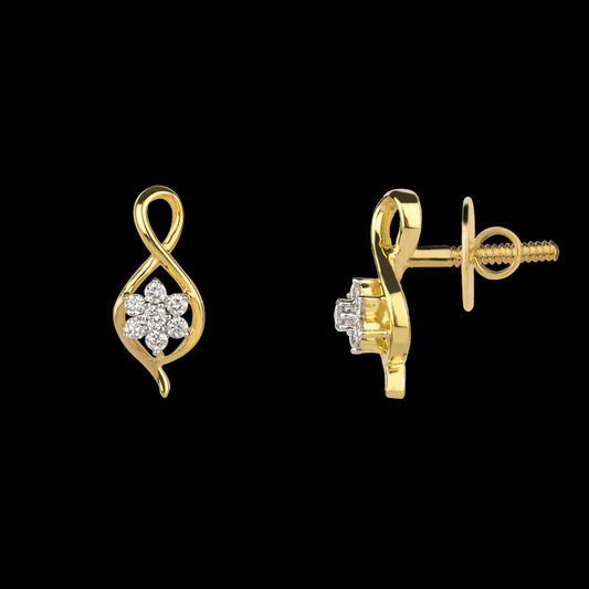 18K Yellow Gold Diamond Earrings - 0.17ct VVS-VS-GH