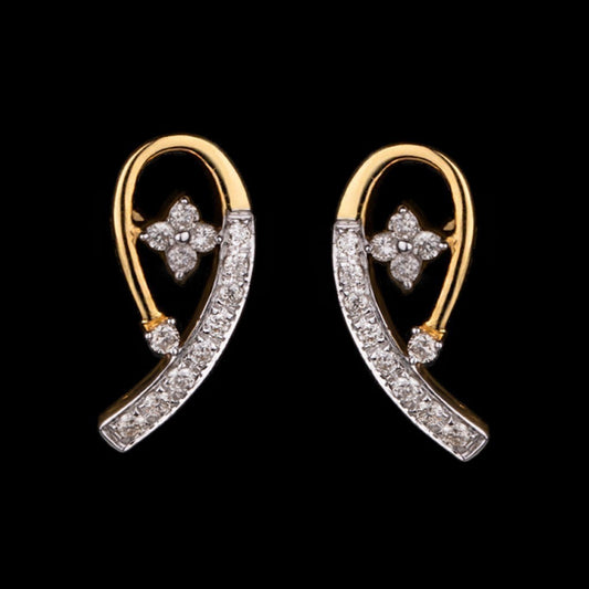 18K Yellow Gold Diamond Earrings - 0.14ct VVS-VS-GH