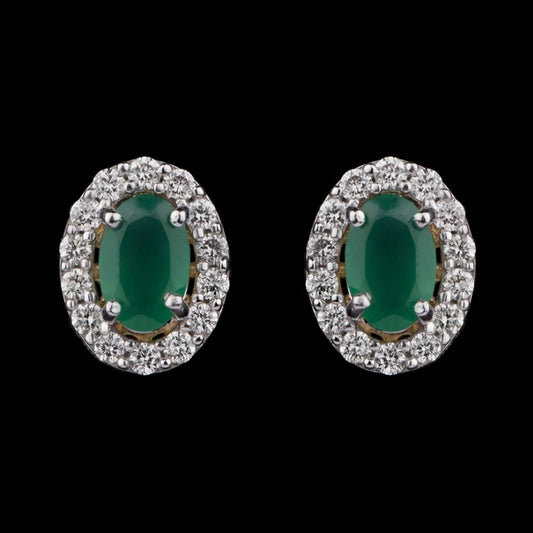 14K Yellow Gold Diamond Earrings - 0.33ct SI-IJ with Colour Stones