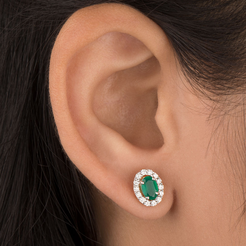 14K Yellow Gold Diamond Earrings - 0.33ct SI-IJ with Colour Stones