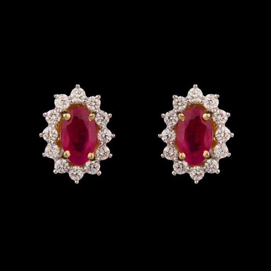 14K Rose Gold Diamond Earrings - 0.24ct SI-GH with Colour Stones