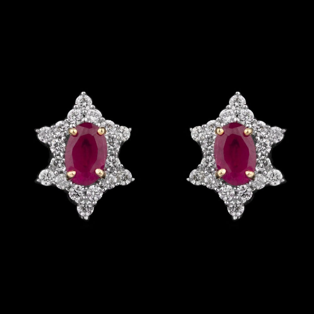 14K Yellow Gold Diamond Earrings - 0.34ct SI-IJ with Colour Stones