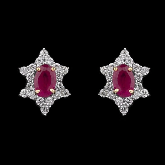 14K Yellow Gold Diamond Earrings - 0.34ct SI-IJ with Colour Stones
