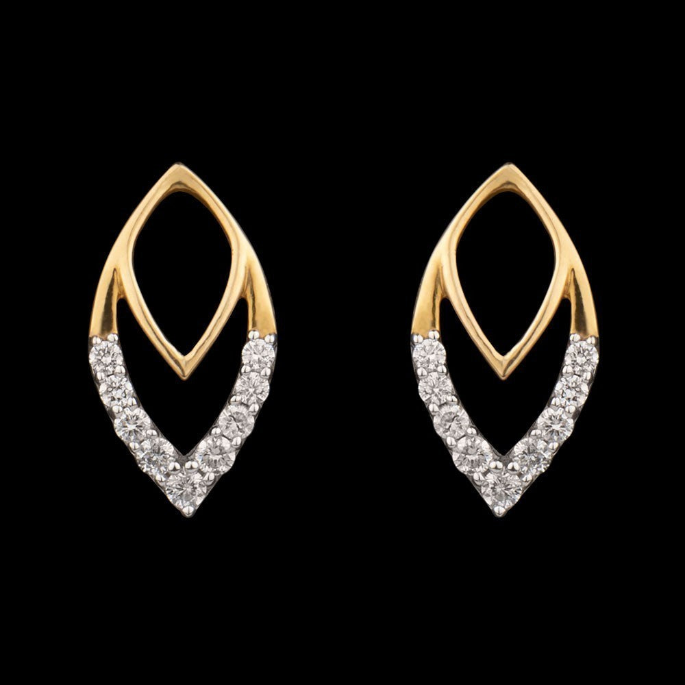 18K Yellow Gold Diamond Earrings - 0.16ct VS-GH