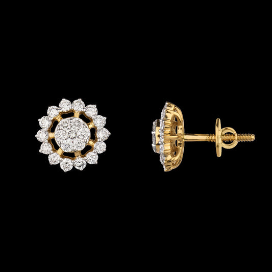18K Yellow Gold Diamond Earrings - 1.06ct VVS-VS-IJ