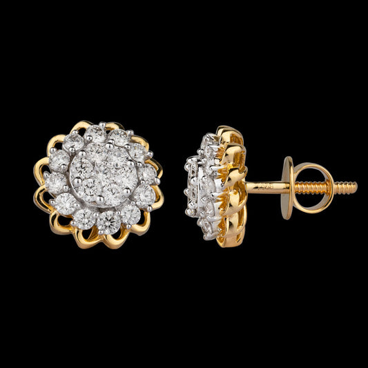 14K Yellow Gold Diamond Earrings - 1.08ct VS-SI-HI